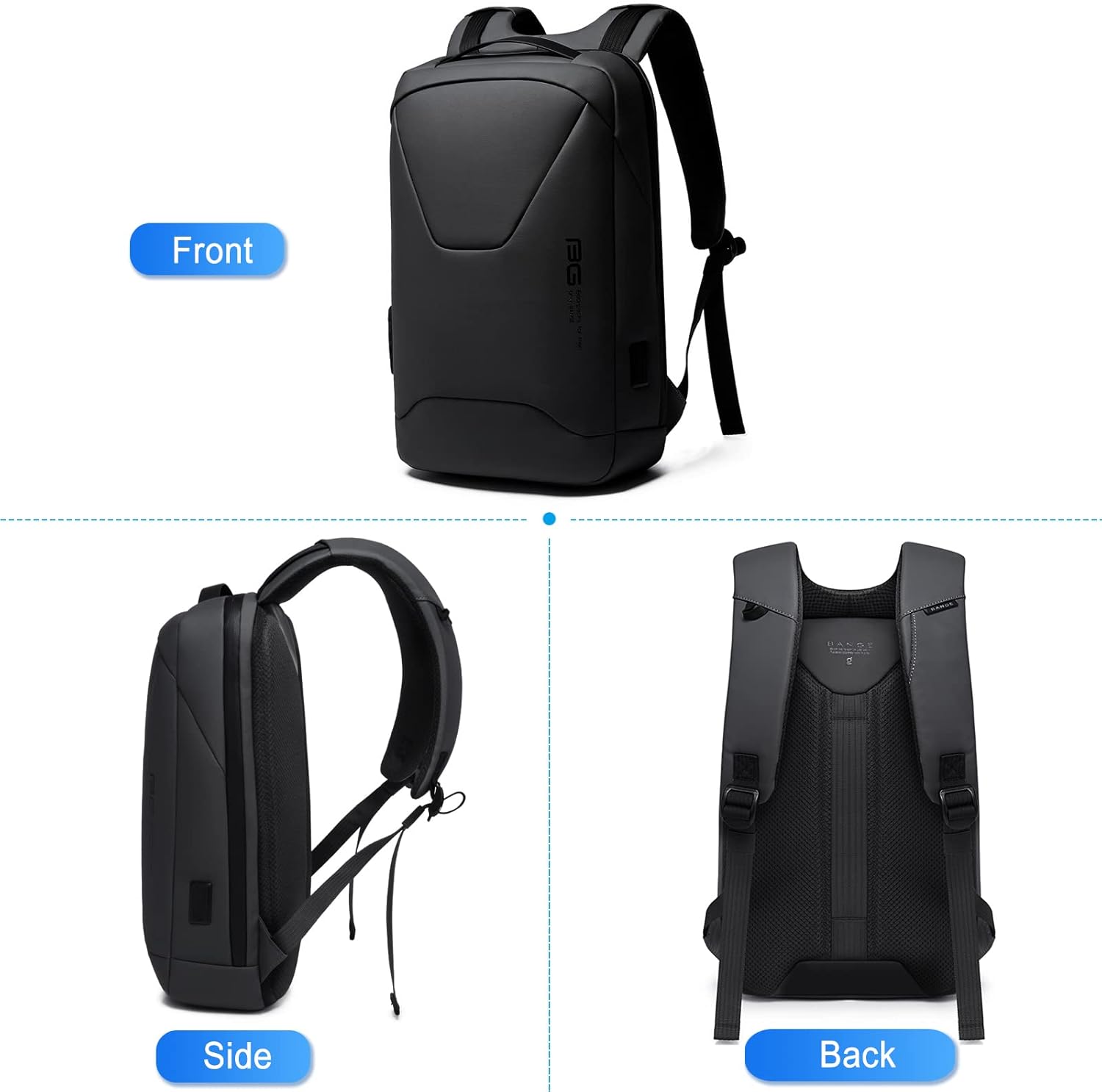 FANDARE Anti-Theft Backpack Business Daypacks fits 15.6 Inch Laptop Travel Large Backpack with USB Charging Port Waterproof Computer Bag Bookbag for Women Men Notebook Black