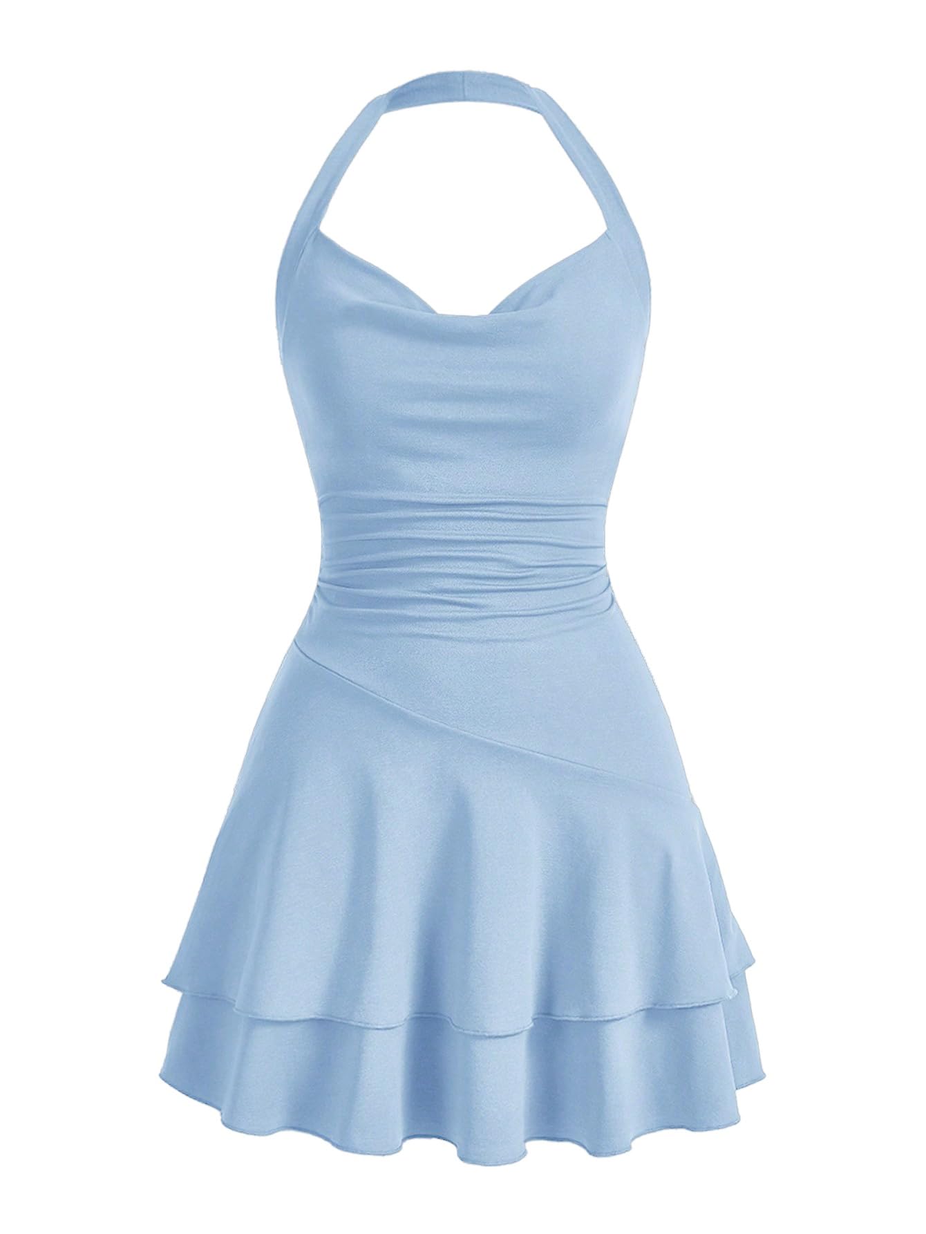 Robe mini dos nu à volants SweatyRocks pour femme pour l'été - 5