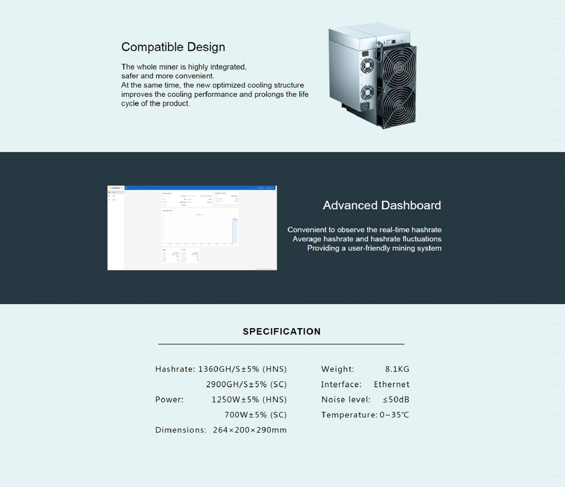 New Goldshell HS LITE Kadena HNS SC Miner 1360GH/S 1250W with PSU and Cord  WiFi Version Crypto Miner at Home Ultra Silent Ready to Ship : Amazon.in:  Computers & Accessories