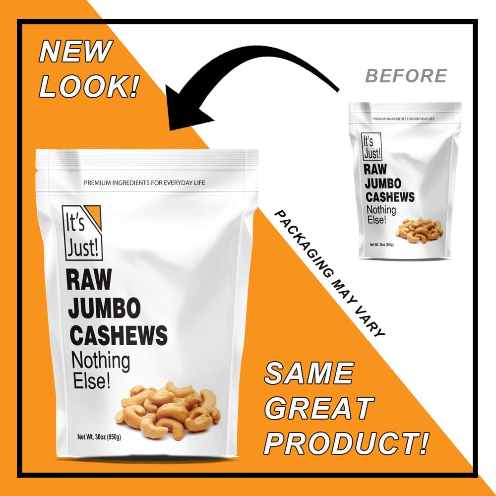It's Just - Jumbo Raw, Whole Cashews, 30oz, Fancy Premium Nuts : Grocery & Gourmet Food