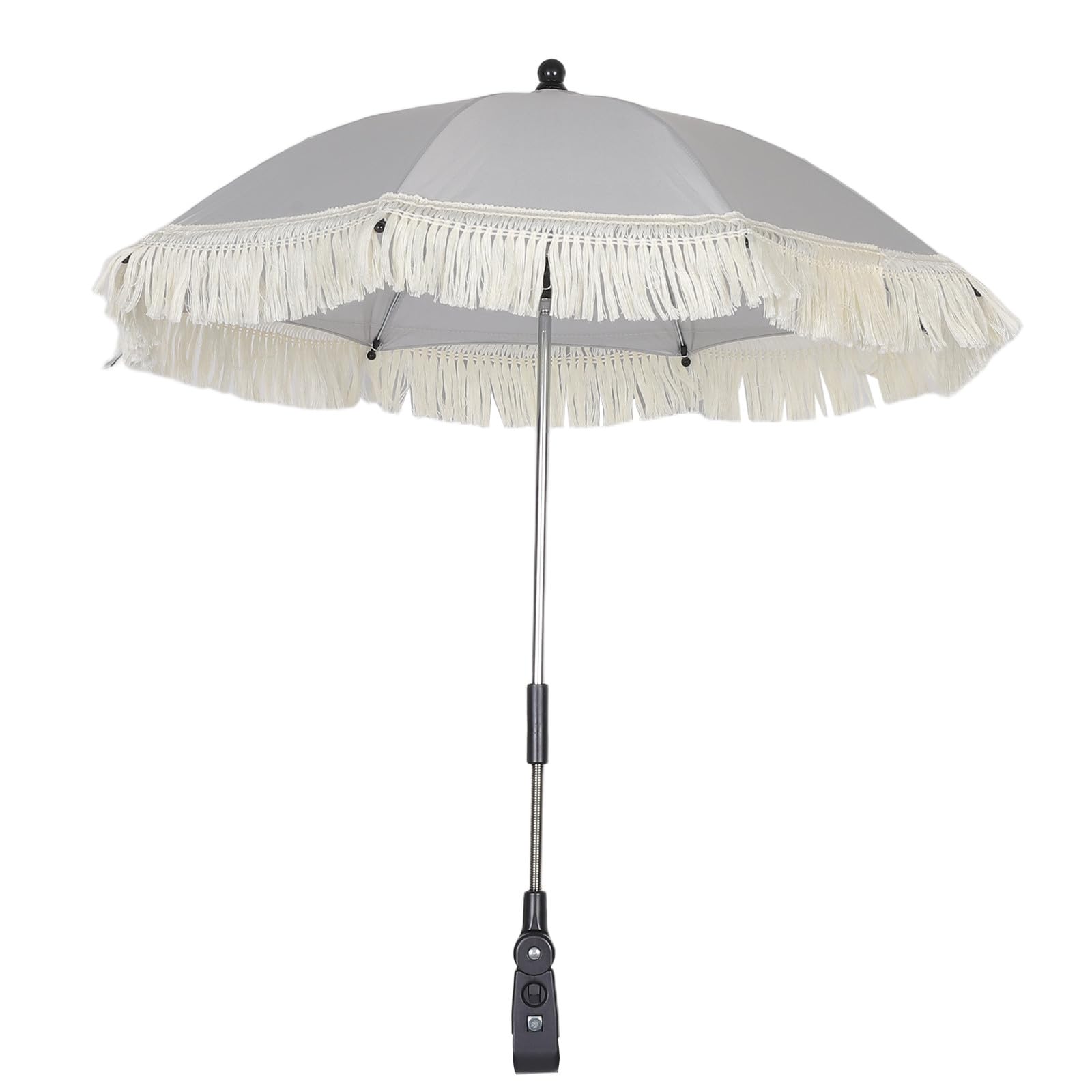 Lurrose Ombrellino parasole per passeggino con morsetto, ombrellone pieghevole anti-UV con nappe per passeggino, carrozzina, viaggi e ombra all'aperto, sedia e accessori da campeggio.