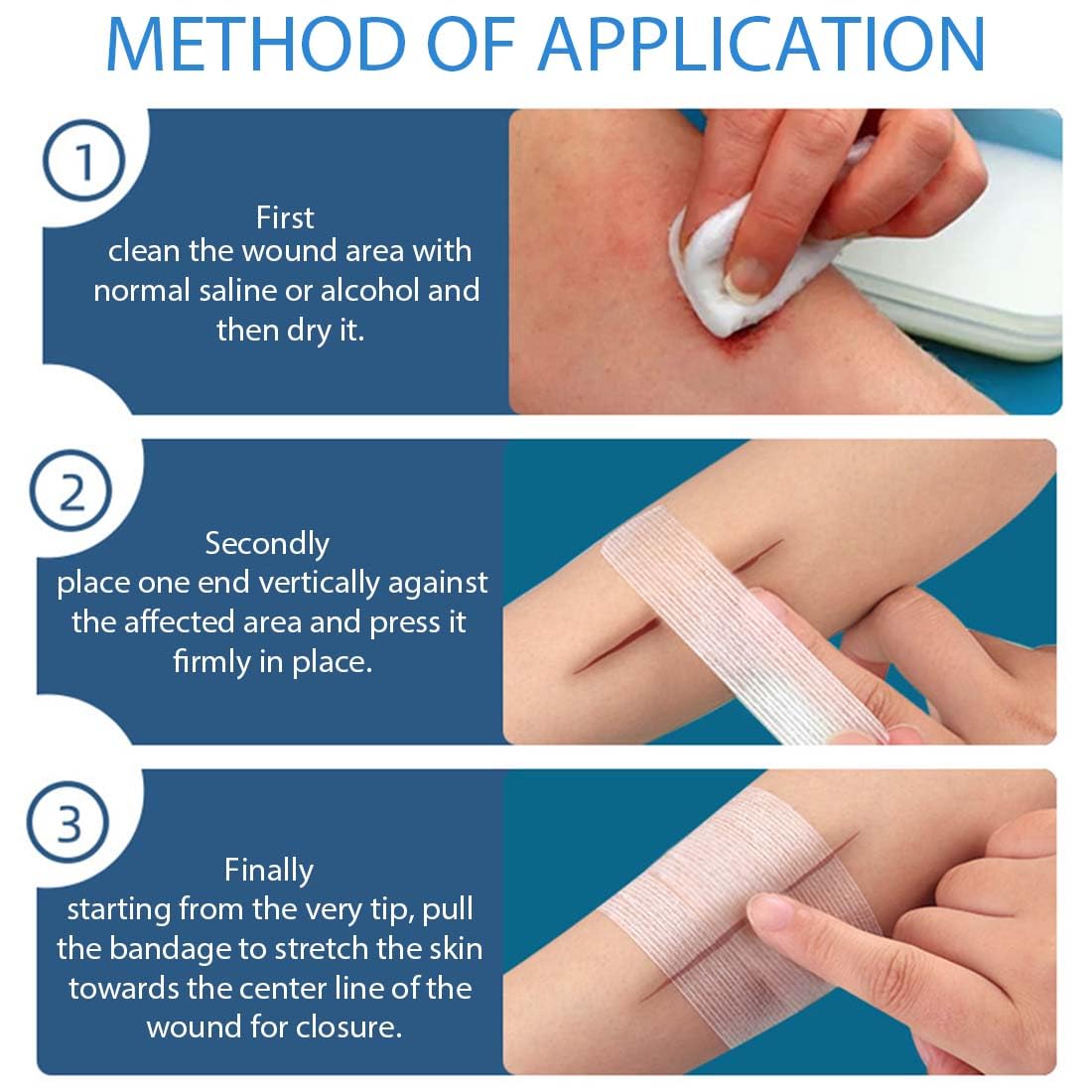 16 Bandes de Fermeture de Plaies, Strips Sutures Adhésives, Fermetures Cutanées pour Refermer les Petites Coupures, Ruban adhésif respirant, Pour Activités en Extérieur (12*100 mm, 6*100 mm)