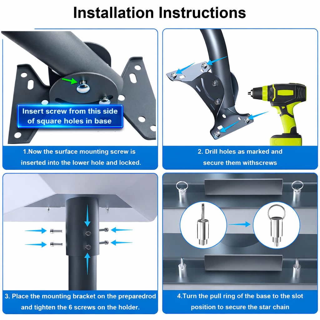 Kit di montaggio regolabile per tetto a parete Starlink, compatibile con piatto standard V4 Starlink, include adattatore per tubi in acciaio resistente Gen 3