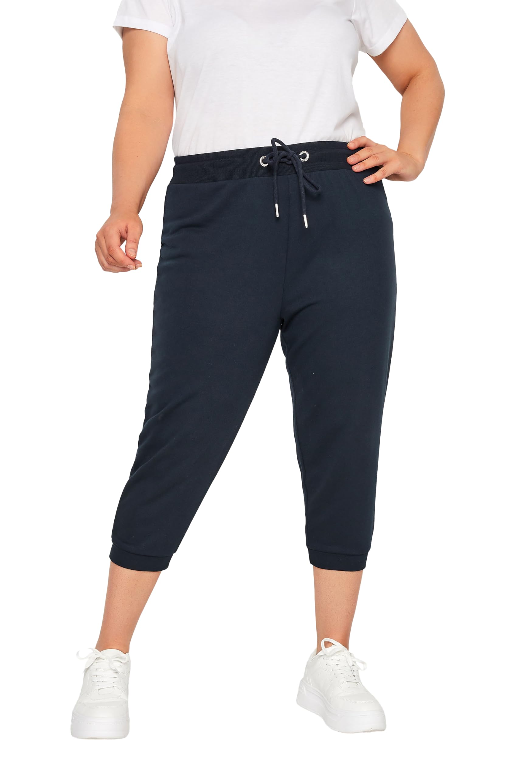 Yours Women's Blue Cropped Joggers In | Size: 22/24