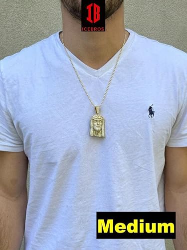Icebros Iced Moissanite Jesus Piece Charm Pendant Passes Diamond Tester Hip Hop 925 Sterling Silver (Large, 14K Gold) #TOP3