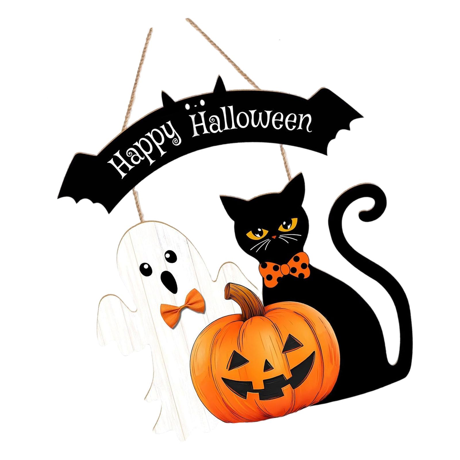 Halloween Decoration Wooden Halloweens Door Wreath for Front Door Sign Pumpkin Hanging Signs for Home Wall Decors Wooden Welcome Sign Wreath