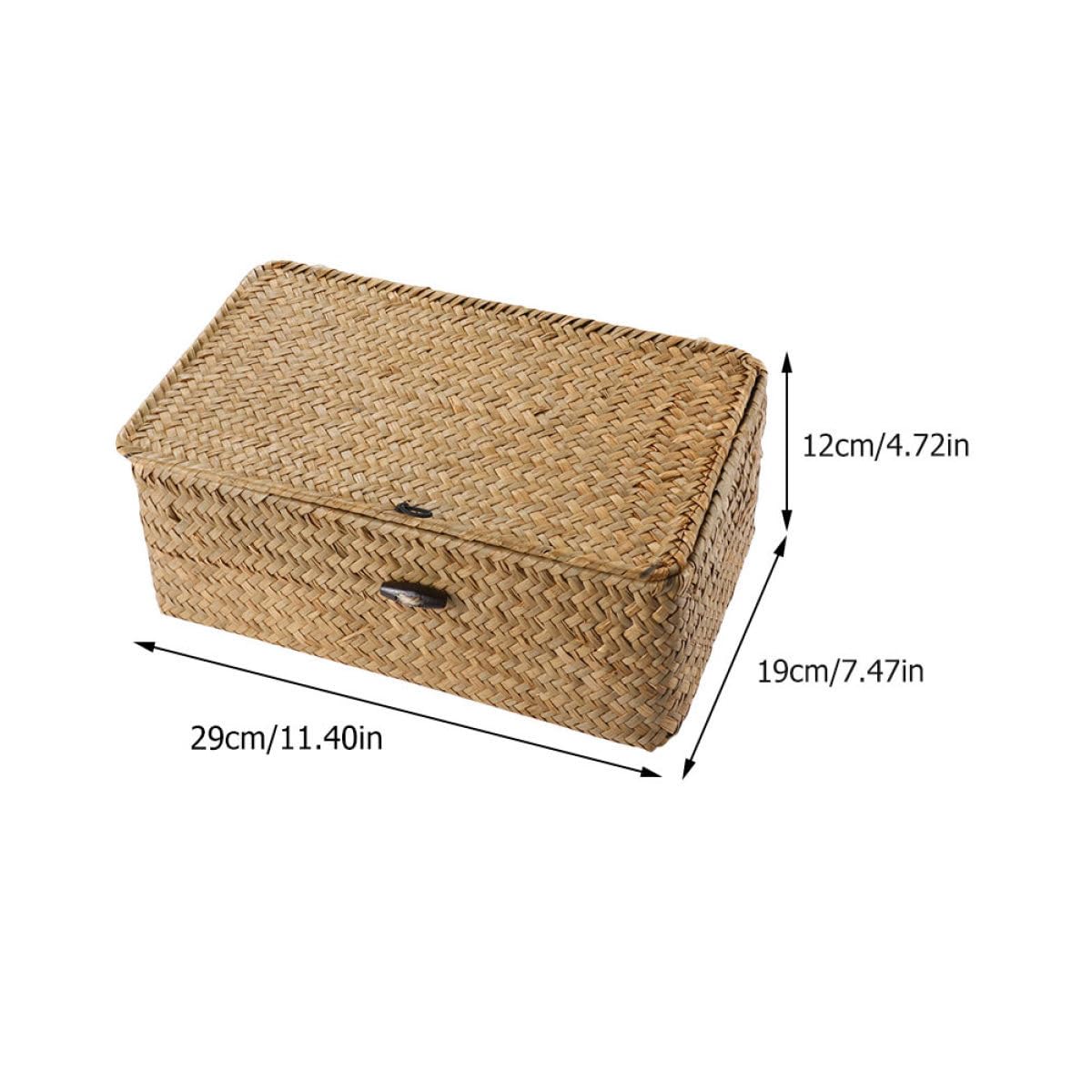 Ciieeo 2piezas Cajas De Almacenamiento De Natural Con Tapa De Cesto Organizador De Playa Para Juguetes y Ropa Mediano