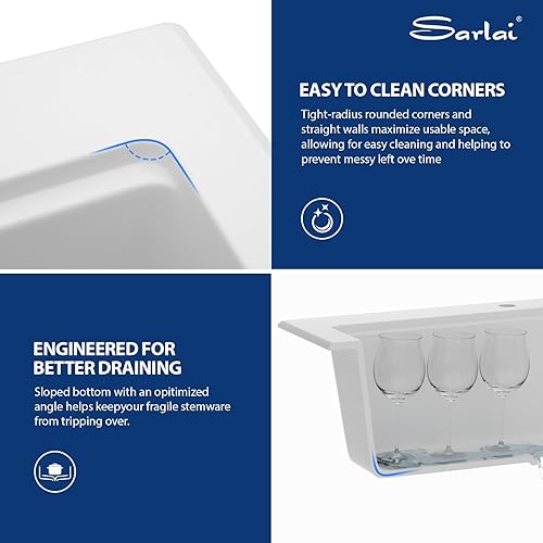 Miniatura 145 de Sarlai Fregadero de cocina negro de 18 x 18 pulgadas, fregadero de estación de trabajo de preparación de barra de 18 x 18 pulgadas, fregadero