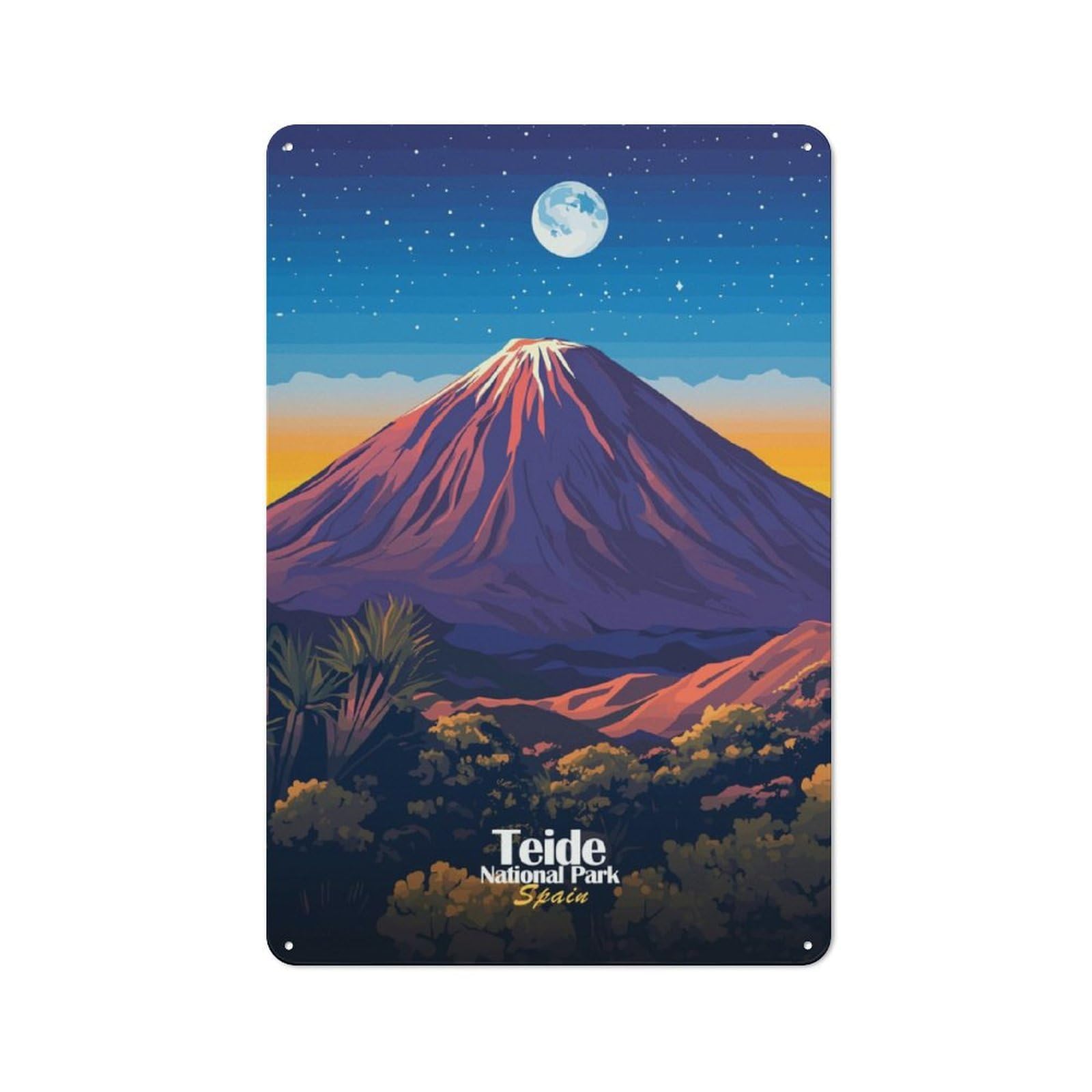 Junmoney Teide National Park Rustic Metal Plaque 30X20cm For Hobby Room Or Studio, For Vintage Wall Decor Fans, For Garage And Workshop Walls