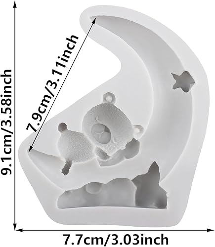 Miniatura 2 de Molde de silicona para fondant de oso 3D, molde de chocolate, luna y estrella, nube, dulces, para decoración de tartas de azúcar, decoración de
