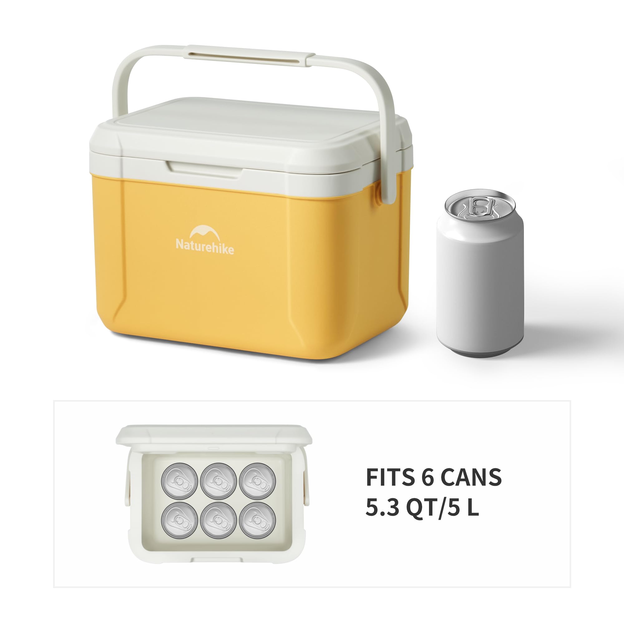 Naturehike Glacière isotherme en polyuréthane de qualité supérieure - Capacité de refroidissement 48 heures - Pour camping, pique-nique, festival, voiture - 5 l/18 l