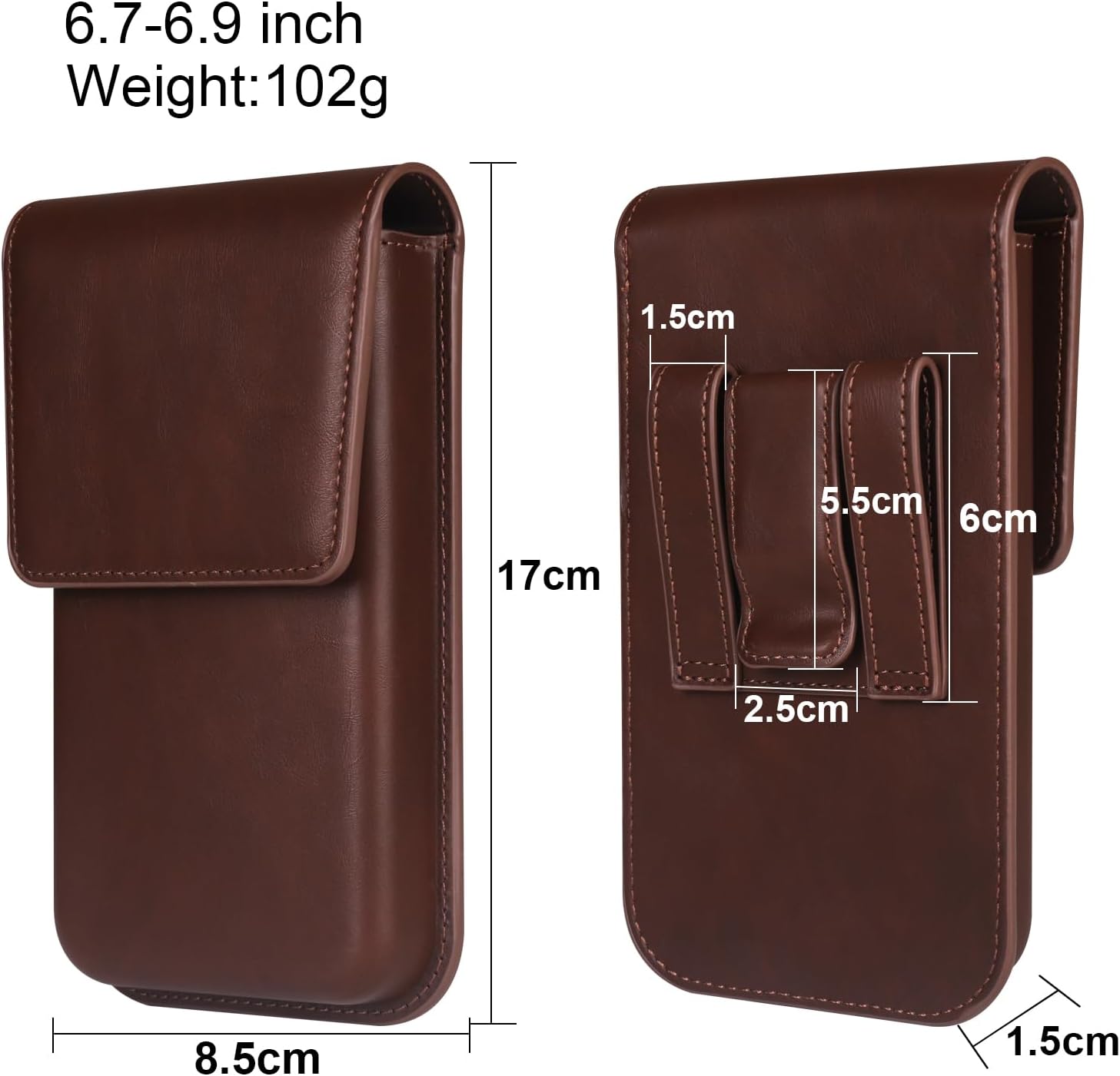 Cell Phone Holster with Belt Loop Leather, Mobile Phone Waist Bag Leather for Men, Mens Waist Pouch Smartphone Belt Clip Holder Carrying Case for Camping, Traveling, Hiking, Cycling, Outdoor