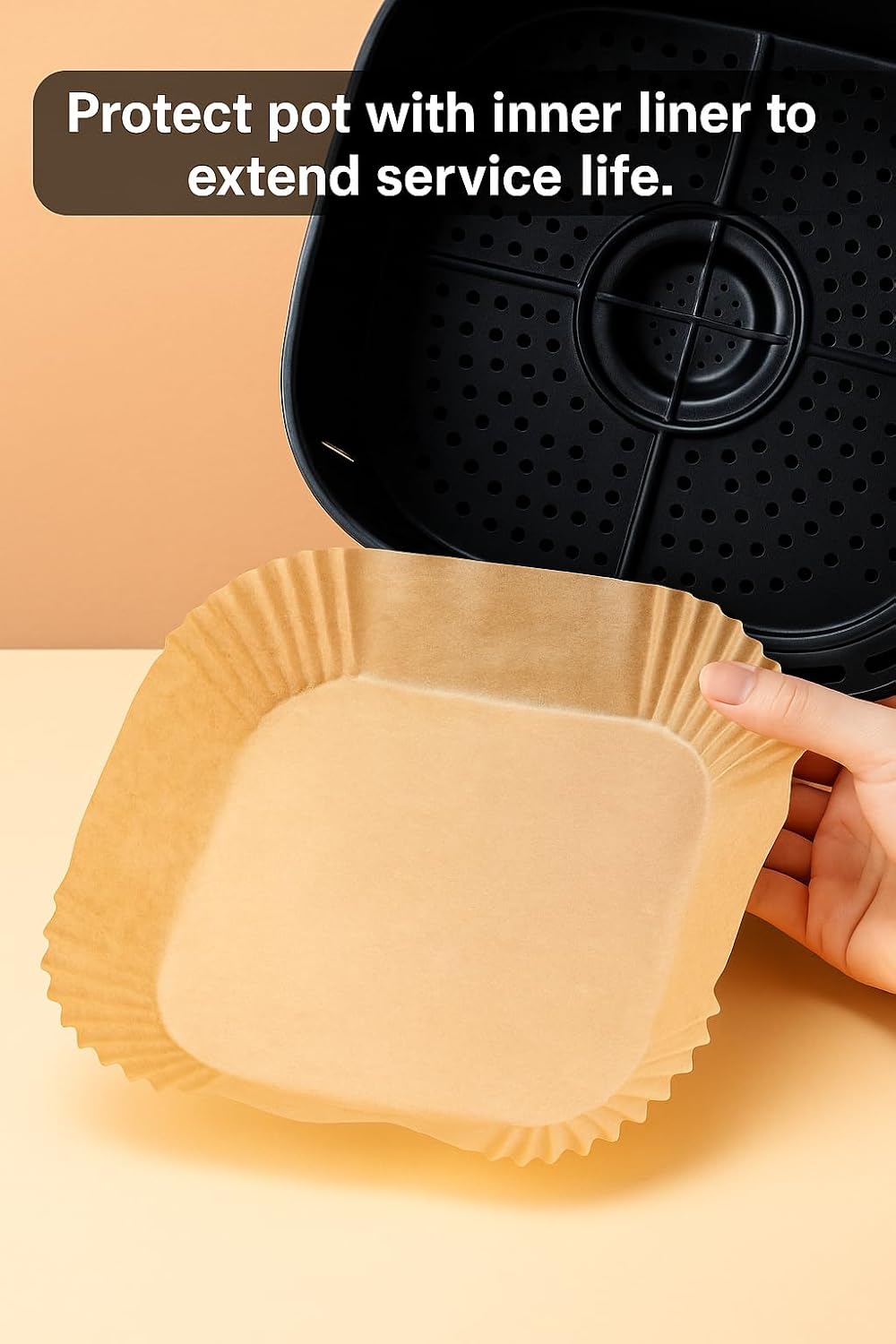 100 Pack 6 Inch Square Air Fryer Liners for 2-5 Qt Baskets, Disposable Unbleached Parchment Paper, Non Stick and Grease Resistant, Heat Resistant Baking Paper for Air Fryer and Oven image 2