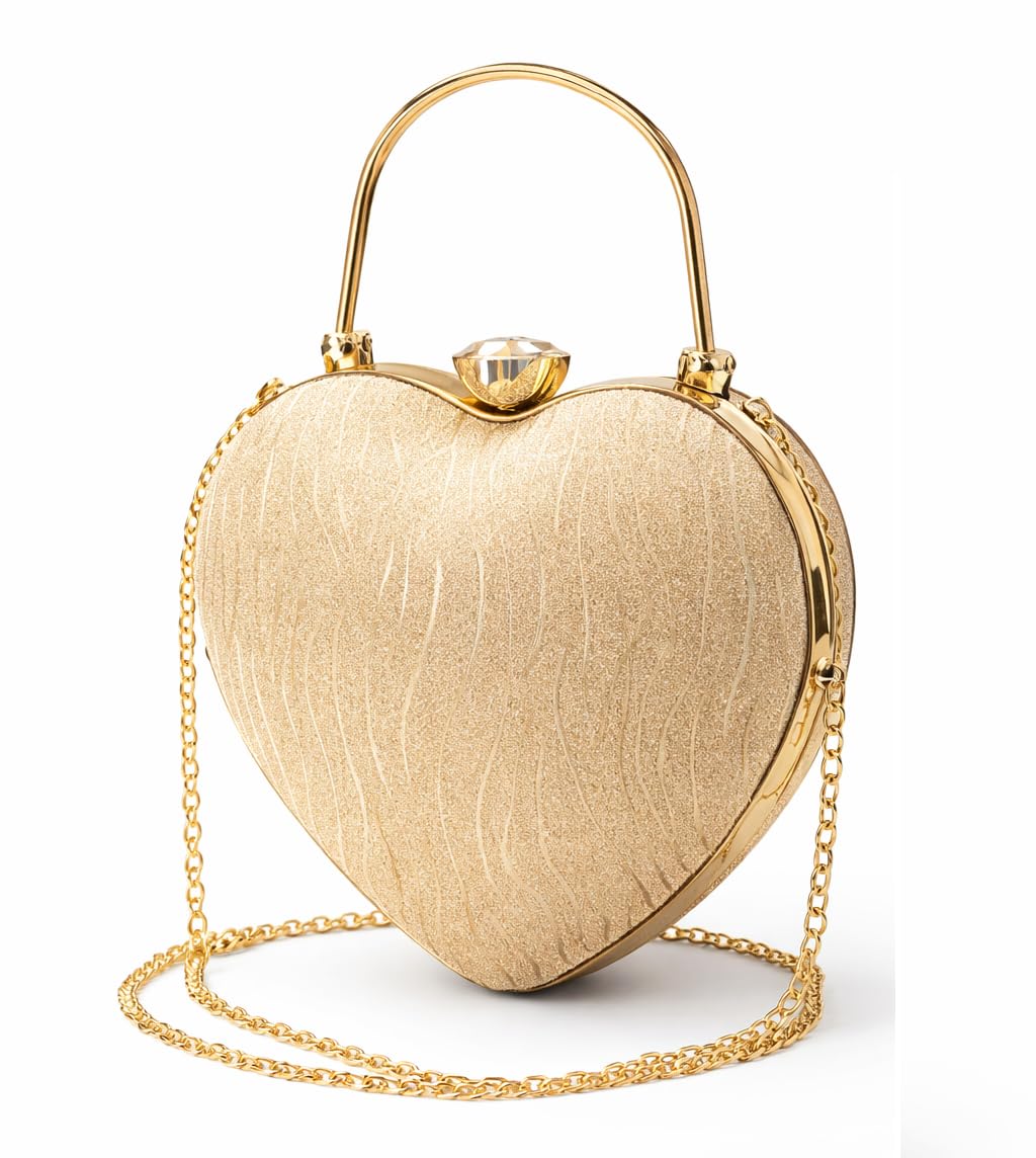 Women's Sparkle Framed Clutch Gold Metallic Ladies Purse Handbag-image-8