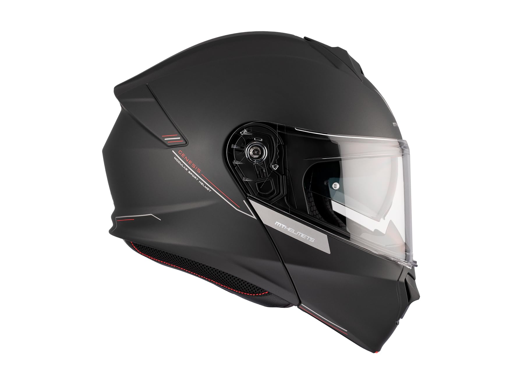 Casco Modular MT Genesis SV Solid A1 Negro Mate | Casco Modular para Hombre | Transpirable y Lavable | Homologado ECE 22.06 & Dot | Talla M