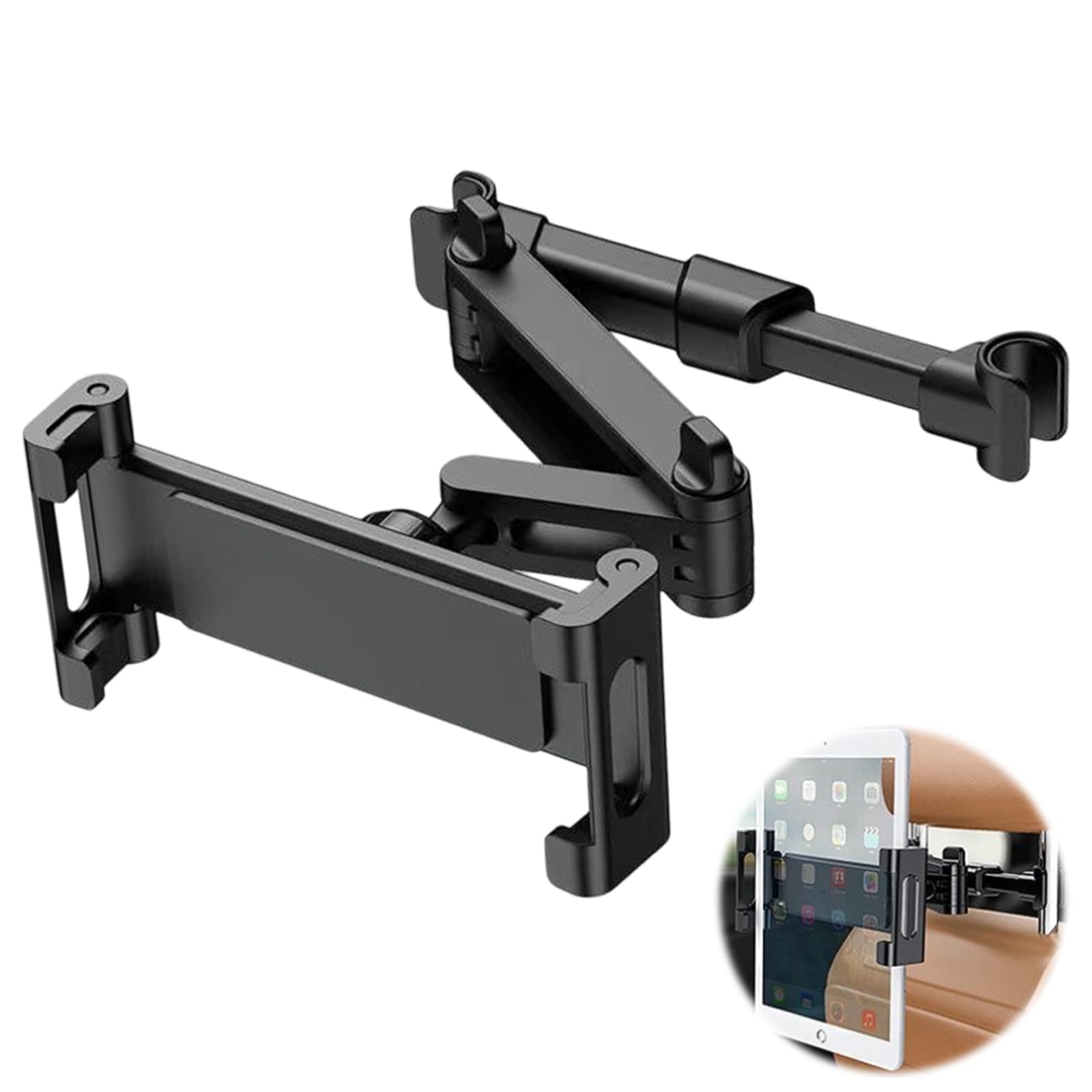 1 sztuka uchwyt samochodowy na tablet, wysuwany uchwyt na tablet, zagłówek, uniwersalny uchwyt na tablet obracany o 360°, czarny uchwyt na zagłówek do iPada, smartfona, przełączników 4,7-12,9 cala