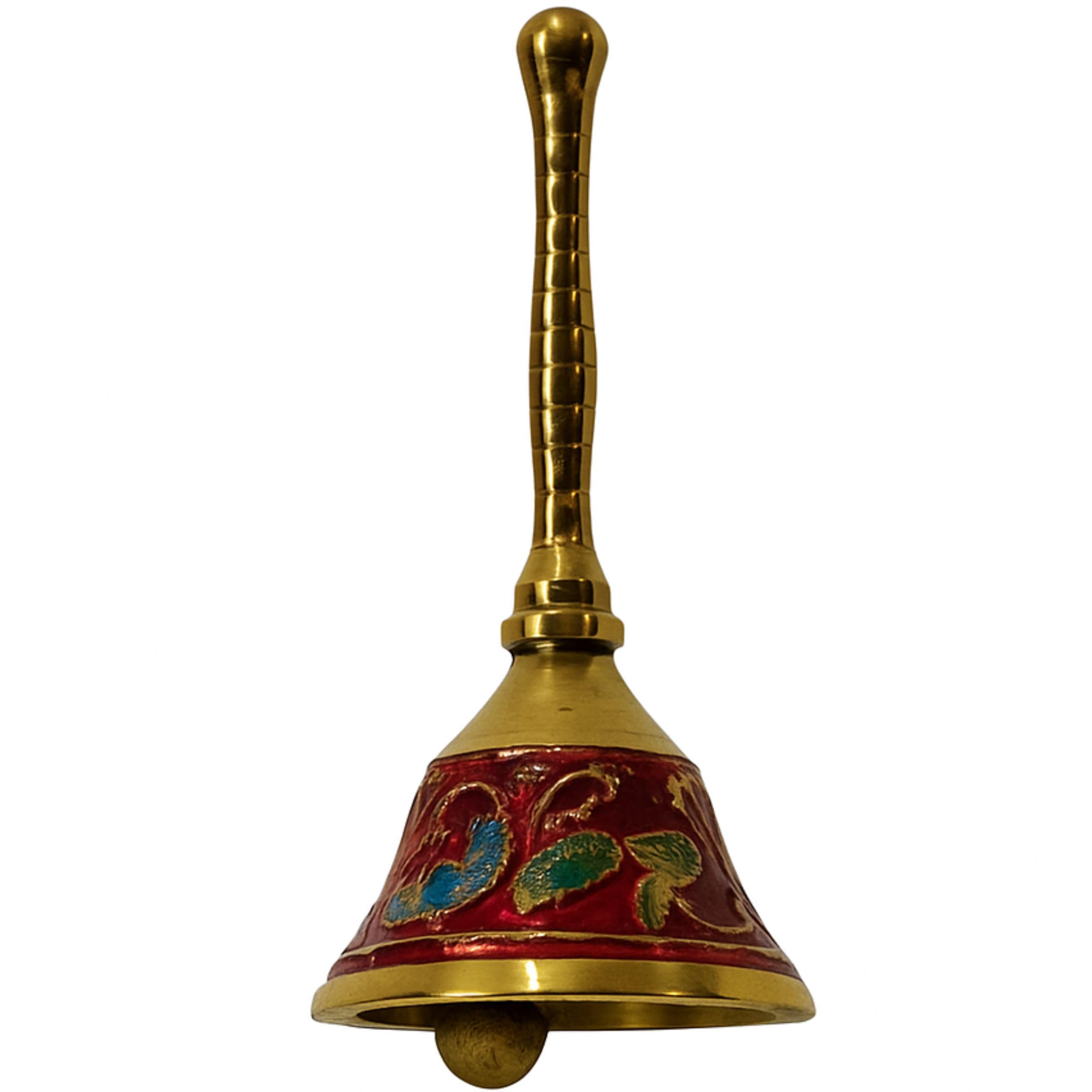 HOME GENIE Brass Pooja Bell with Enamel Artwork, Multicolor, Regular