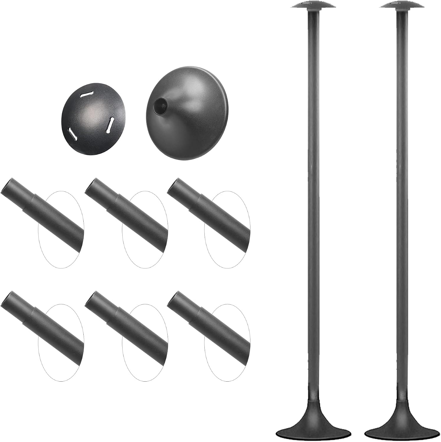 Pole Adjustable Height from 12" to 54",Grill Cover Support Pole with Reinforced Plastic Pipe(B-Black 2 Pack)