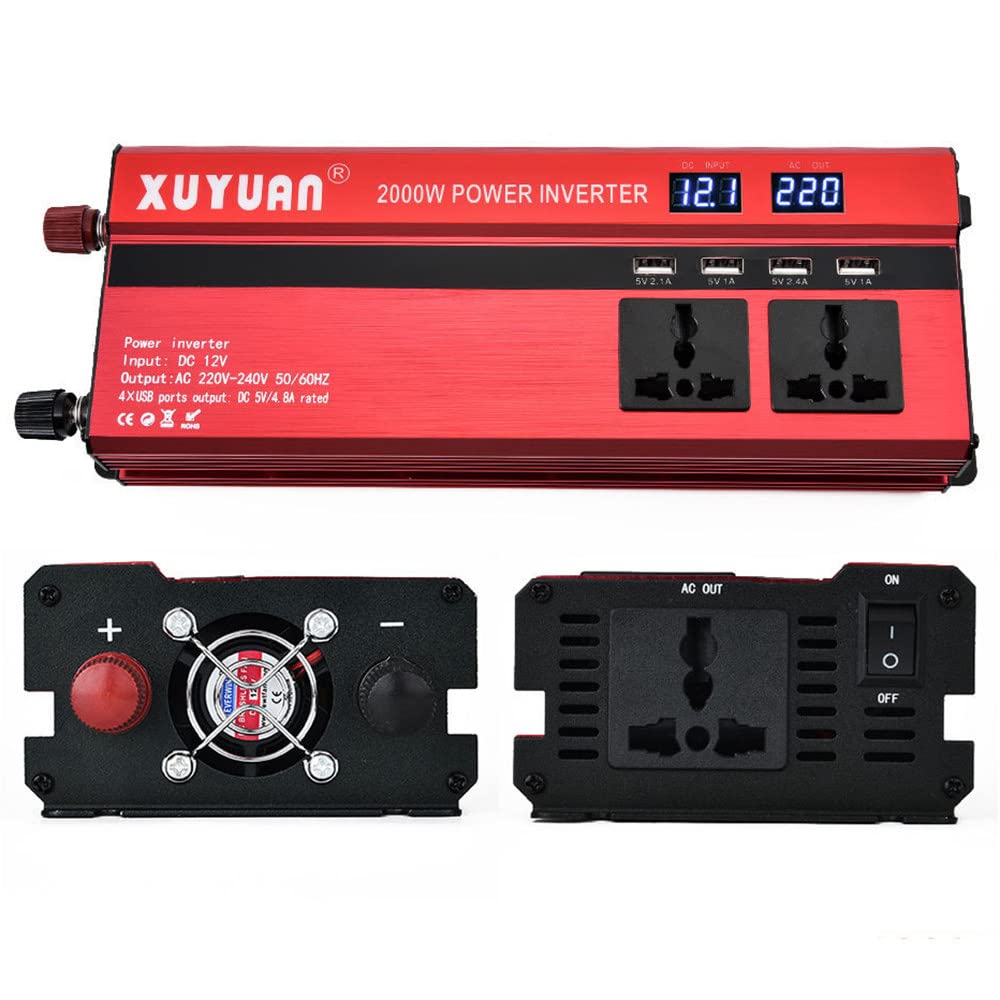 Auto stroomomvormer, autospanningstransformator, 6000 W, universeel, 12 V, 24 V, zonne-stroomomvormer voor auto, 6000 W, converter 12 V, 220 V