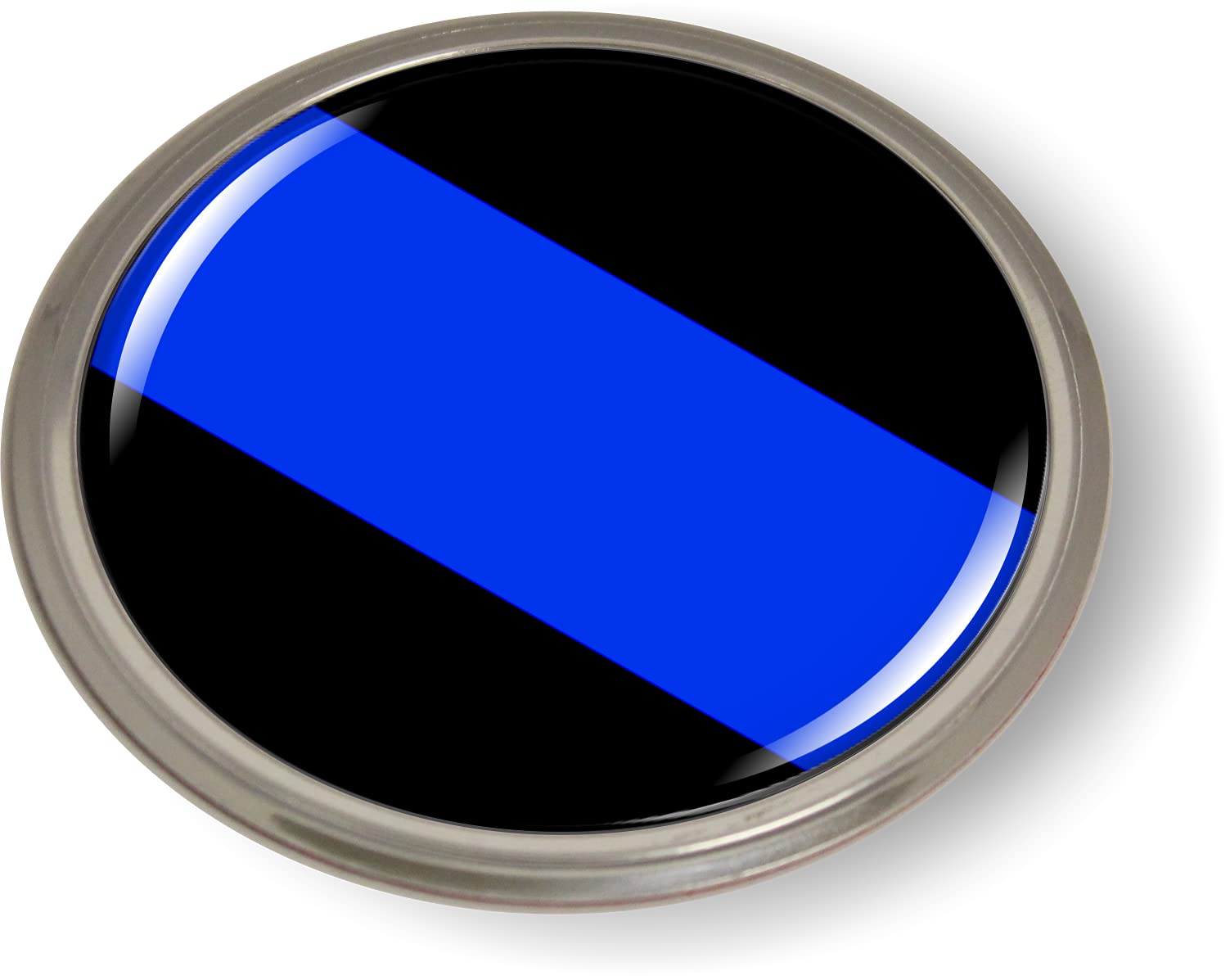 BestLicensePlateFrames Thin Blue LINE 3D Domed CAR Emblem Badge Sticker Round - Picture 8 of 18