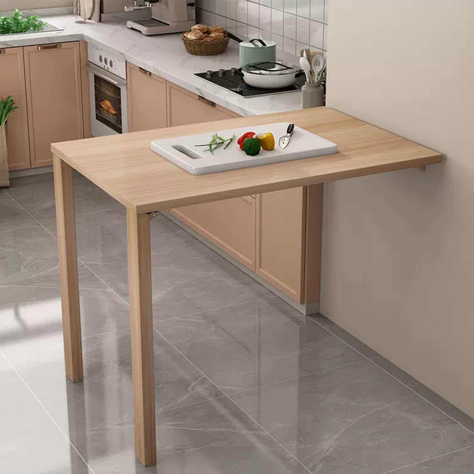 Bureau gain de place pliable en bois table de cuisine murale