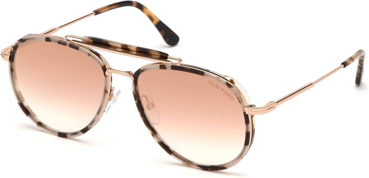 Amazon.com: Tom Ford Pilot Sunglasses TF666 Tripp 55Z White Havana/Pink 