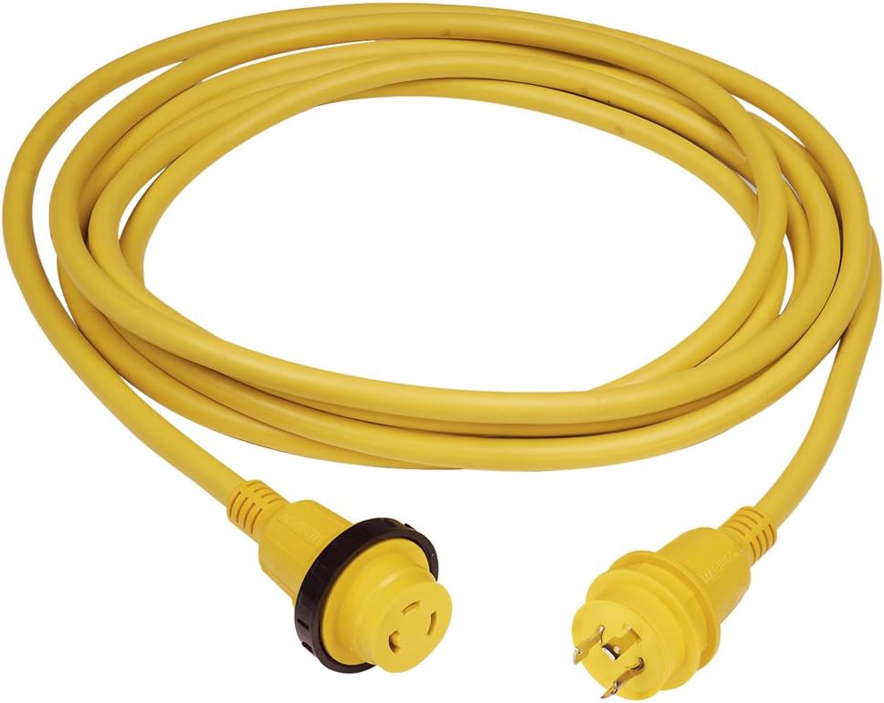 Marinco 30A Power Cord Set - 50ft, Yellow