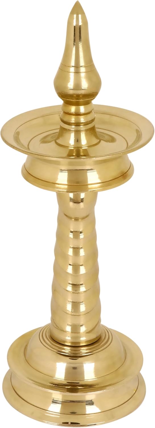 SATVIK Set of 2 - 10.5 INCH - Brass Kerala Diya Lamp – Pooja Diya, Housewarming Gift, Diwali Deepawali Inauguration, Temple Mandir Decoration, Indian Gift