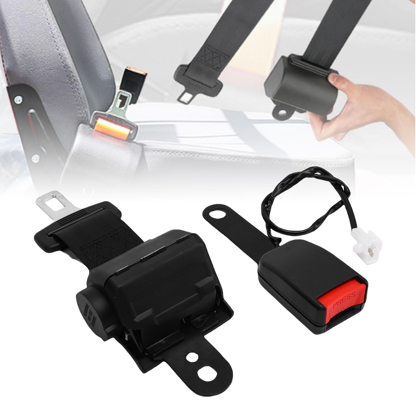 VBESTLIFE Ceinture de sécurité Universal Forklift, 2 Points Pointus S'adaptent à la Tondeuse de Tracteur Buggy Rétractable 43.3 Pouces