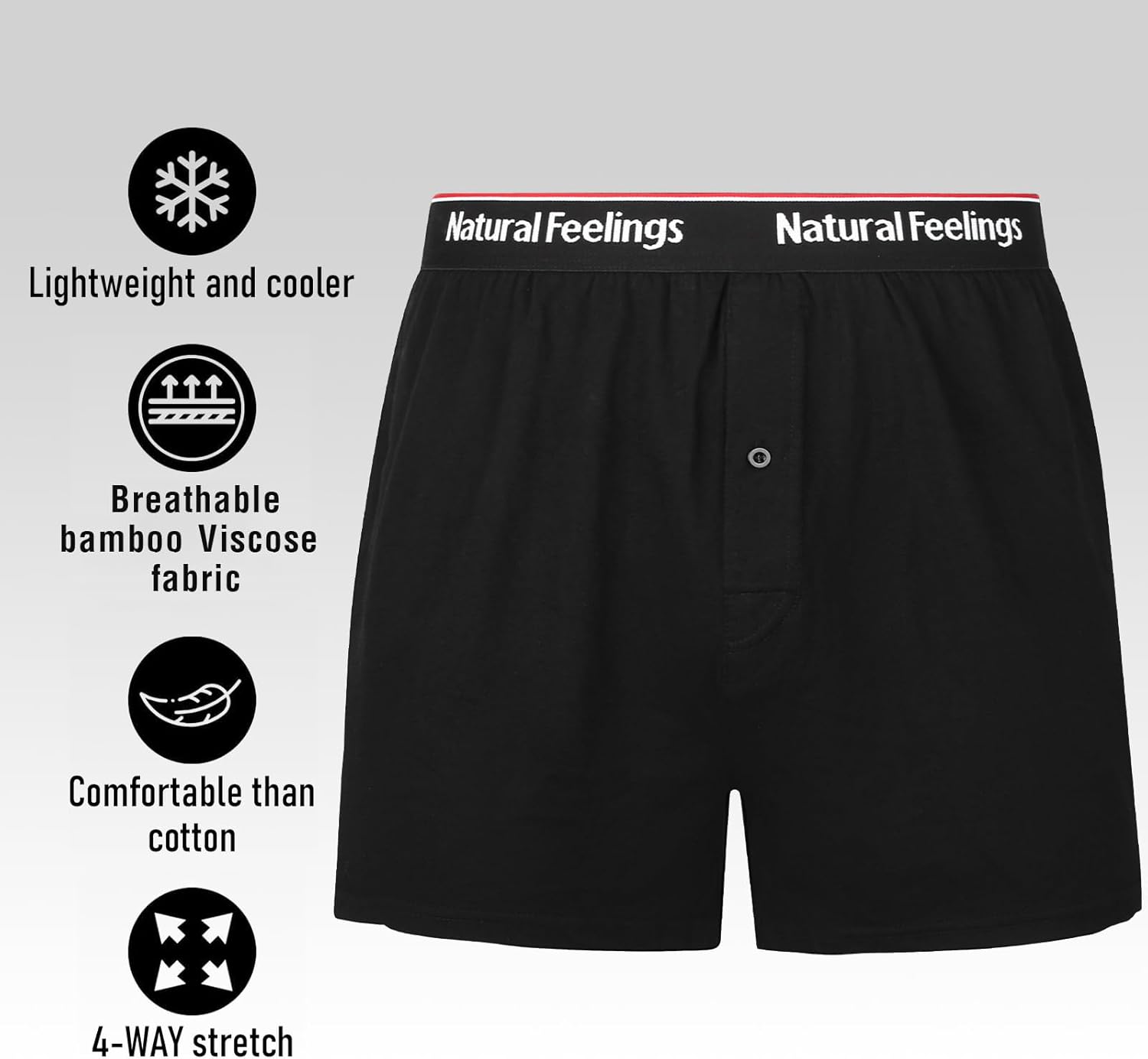 Natural Feelings Men's Boxer Short Bamboo Viscose Boxers for Men Loose Fit Mens Soft Underwear Breathable Boxers for Men Pack - Image 5