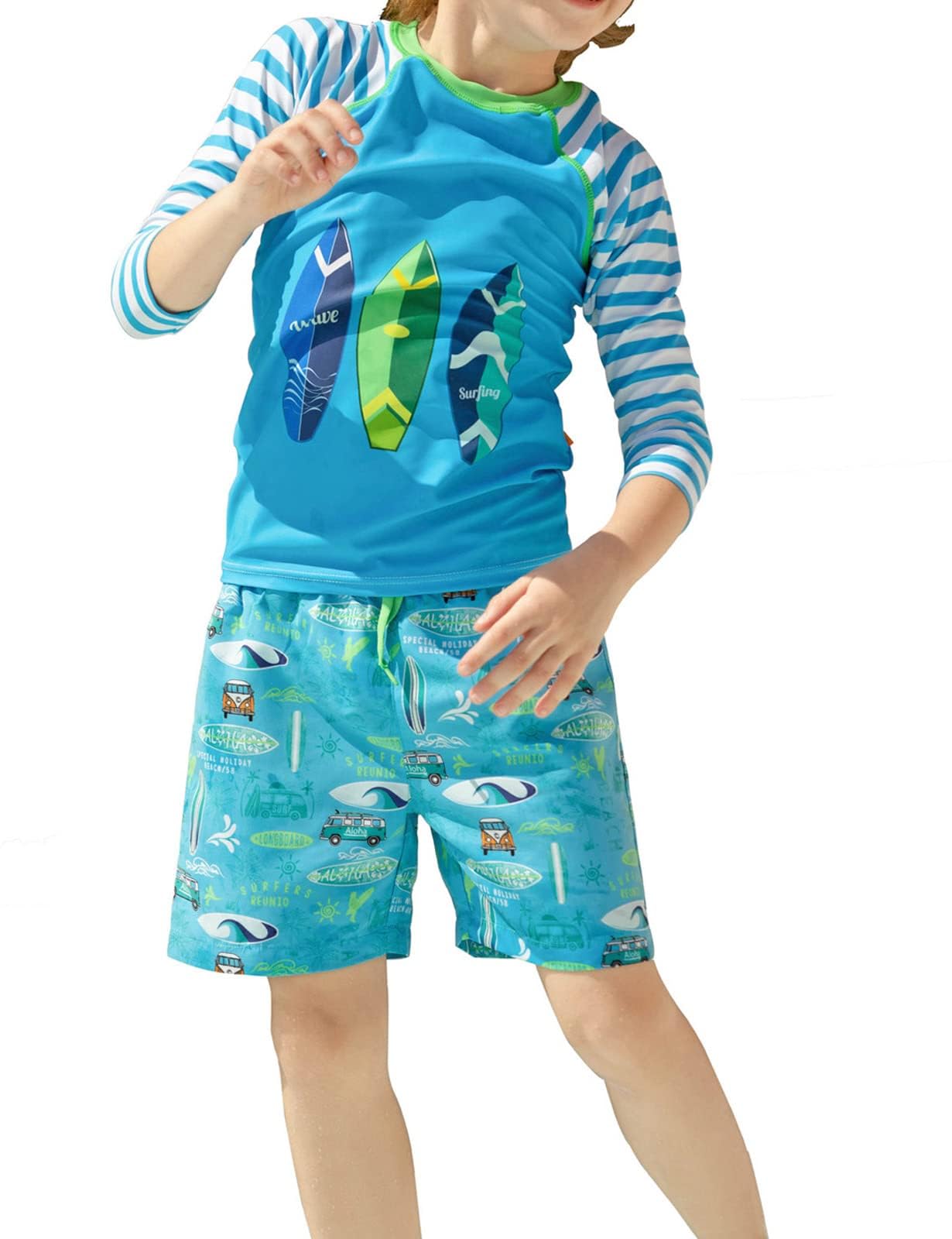 weVSwe Trajes De Baño para Niños Pequeños UPF 50+ De Manga Larga De Dos Piezas con Protección contra Sarpullidos