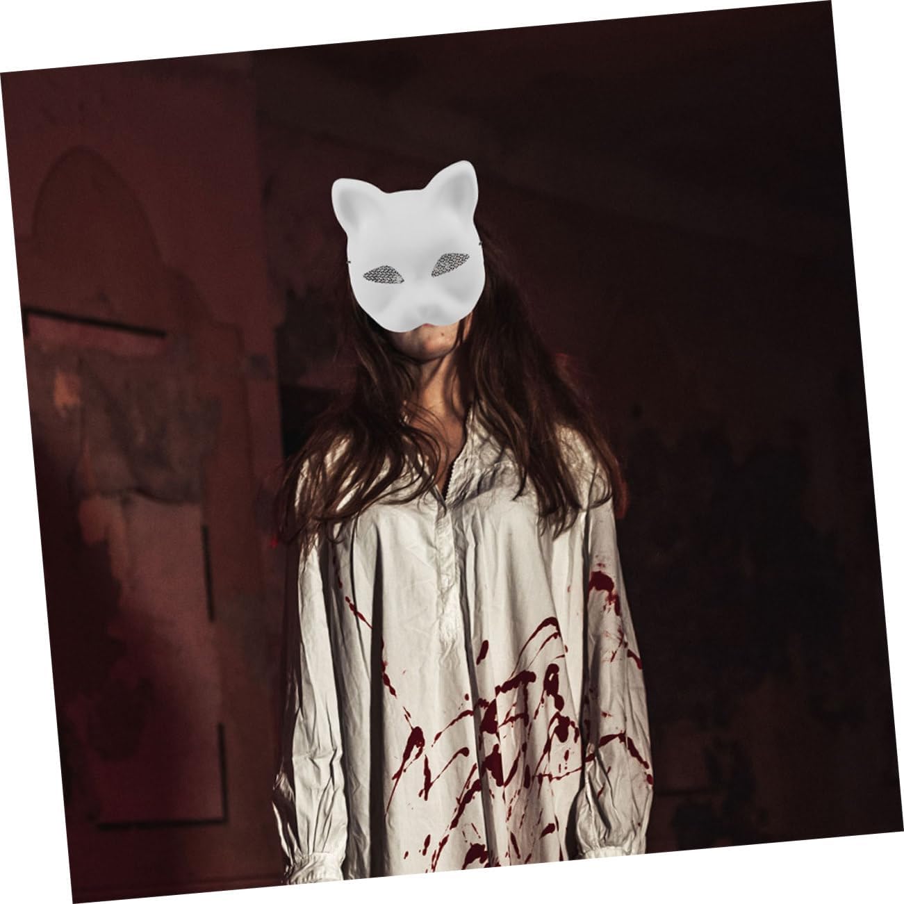 2pcs Cat Face Blank PVC Mask for DIY Halloween Season Party