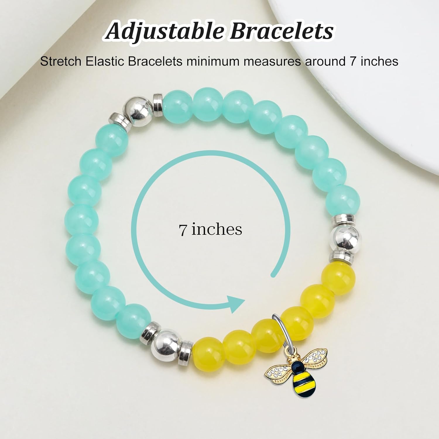 Thank You Teacher Gifts for Women Stretch Beads Bracelets Appreciation Gifts for Her Daycare Teacher Coworkers Boss Mentor Principal Nanny Beaded Bracelets Jewelry Christmas Retirement Present - Image 3