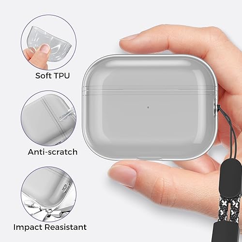 Miniatura 5 de AhaStyle Funda delgada para Airpods Pro 2, funda protectora de TPU suave, viene con correa de mano compatible con Apple AirPods Pro de 2 generación