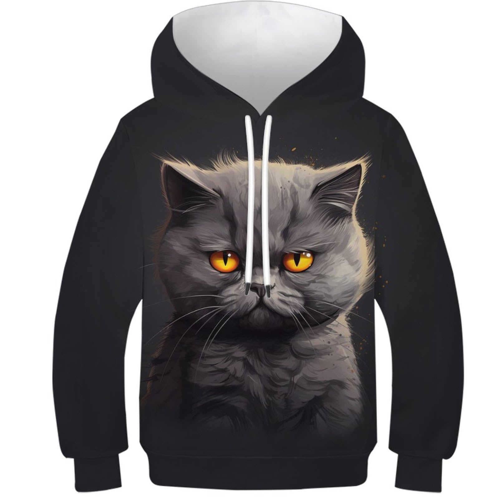 Kkolasxze Unisex Style-3 3D Printed British Shorthair Cat Hoodies Hooded Sweatshirt Pullover Men/Women Ong Sleeve Tops For Teens 12-14Y