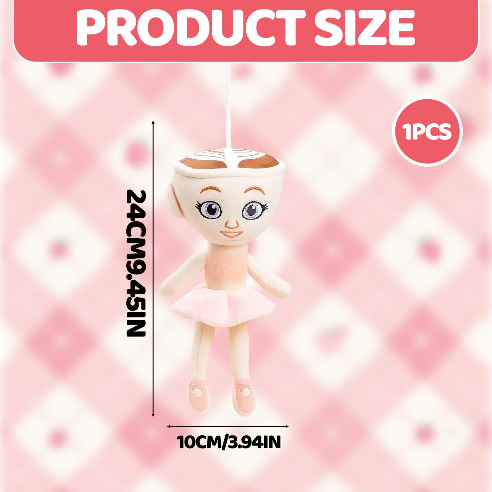 Ballerina Cappuccino Princess Plush Doll, Brain Rot Toys for Kids and Collectors Steal A Brainrot Plush - Image 2