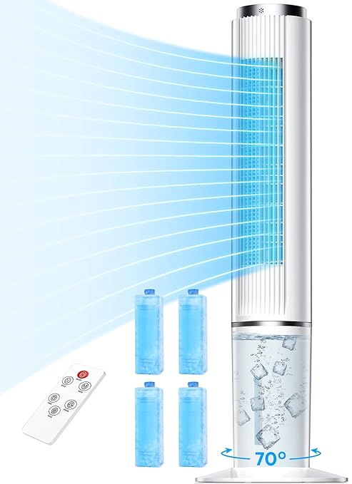 HIFRESH Portable Air Cooler for Home, 4.1L Cooling Tower Fan w/ 12H Timer, 80W Low Power Consumption, 3 Speeds & 4 Modes Swamp Cooler w/ 4 Ice Packs & Remote, Evaporative Air Cooler for Bedroom Office at Rs. 11500