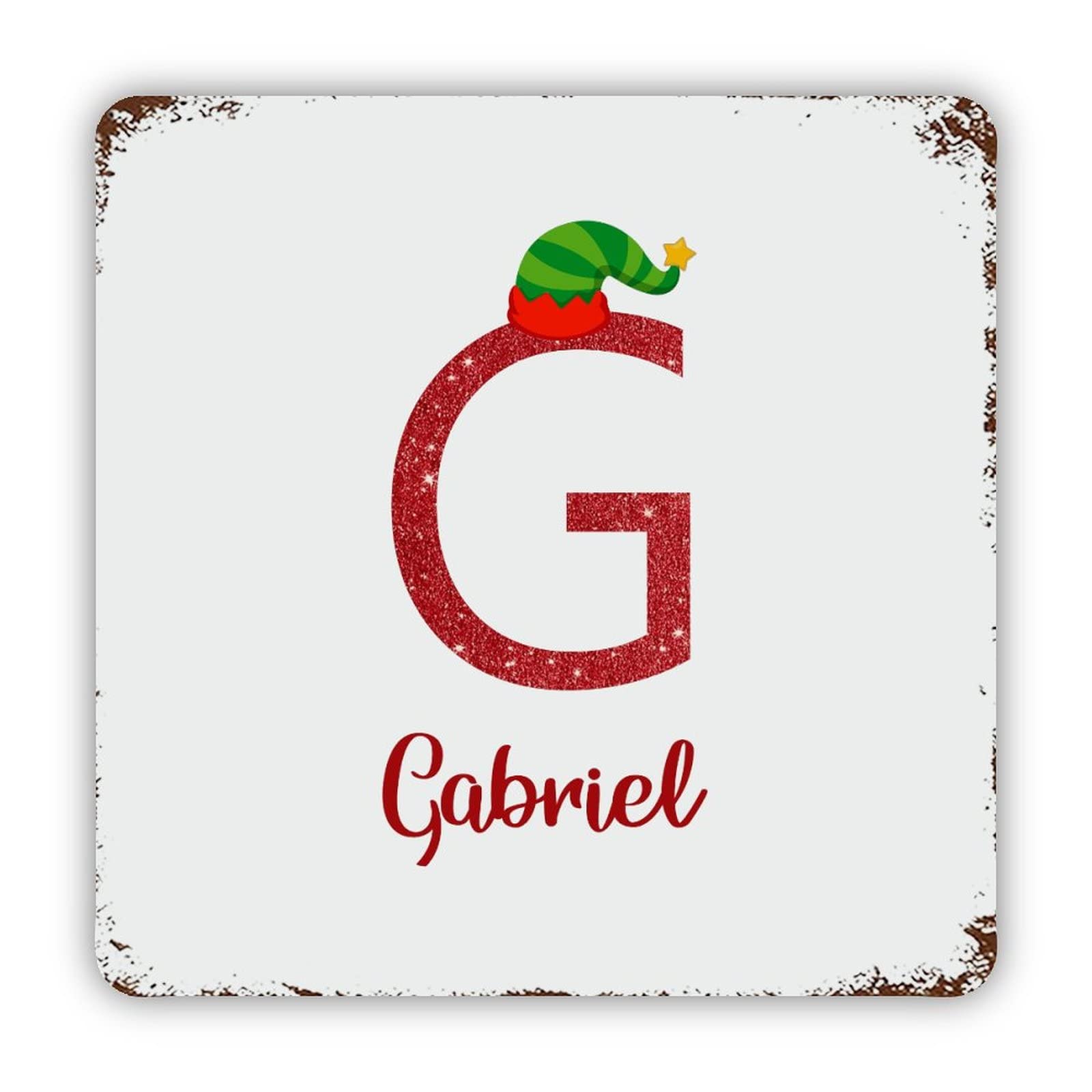Personalized Name Custom Initial Letter G Aluminum Tin Sign 12x12 Inch Waterproof Vintage Metal Sign for School Office Classroom Gate Garage Garden Home Wall Decoration Housewarming Gifts