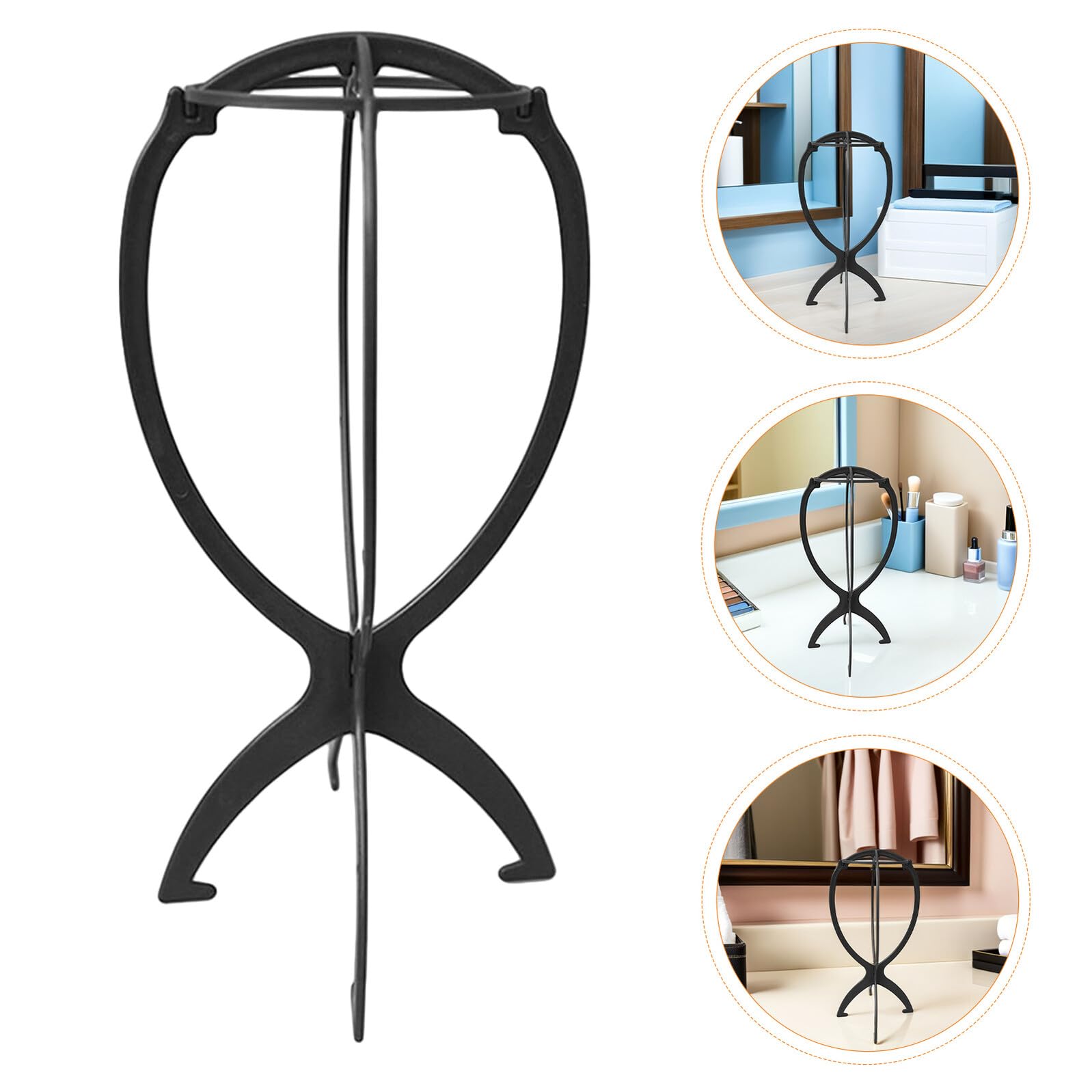 POPETPOP Supporto per Parrucche da 10 Pezzi in Plastica Nera Espositore Stabile per Parrucchieri e Uso Domestico Porta Parrucche Leggero e Portatile per Styling e Cura delle Extension