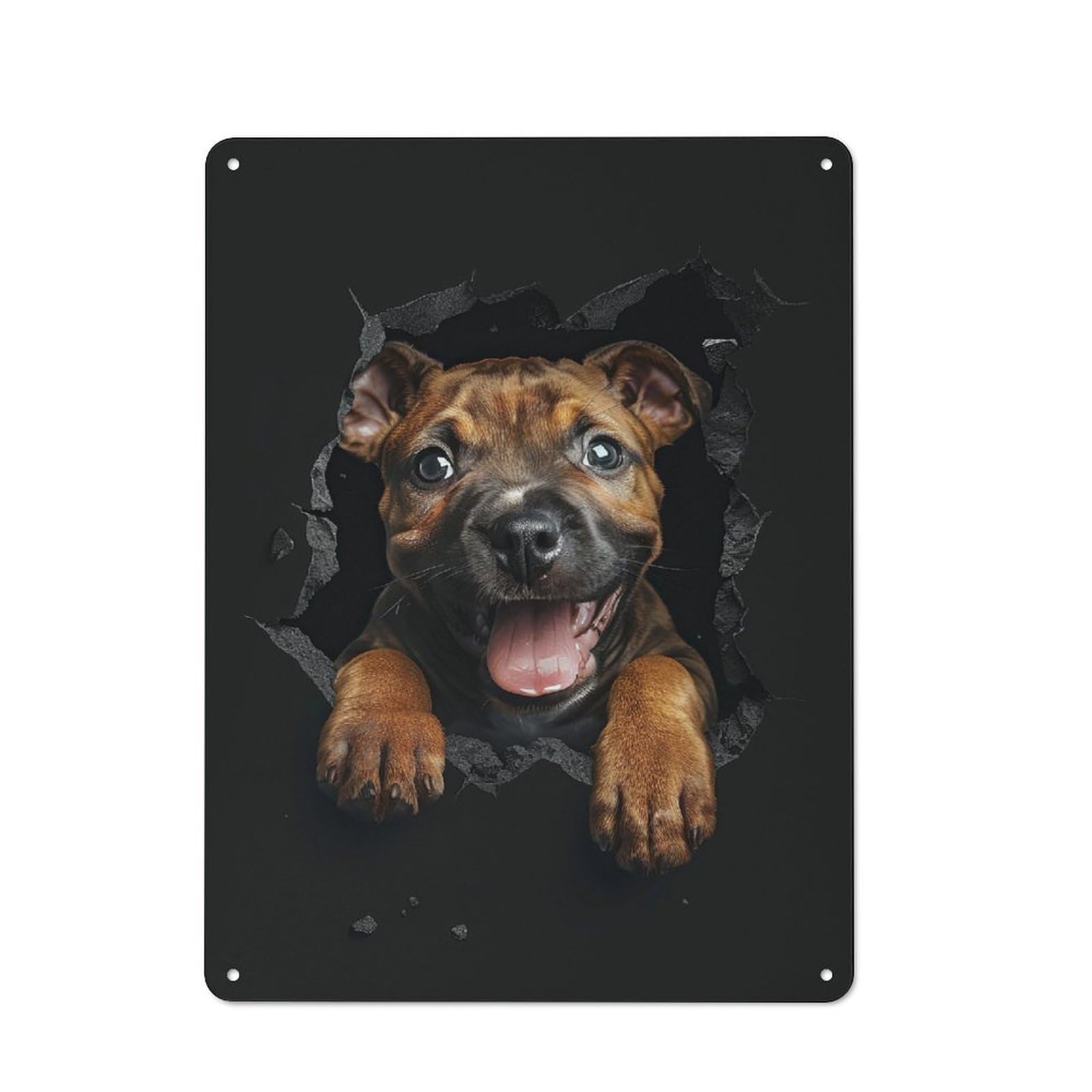 Garage Style Decorative Metal Plaque 40x30cm Featuring Staffordshire Bull Terrier, Garage Wall Decor for Garage, Workshop, Shed Or Utility Room