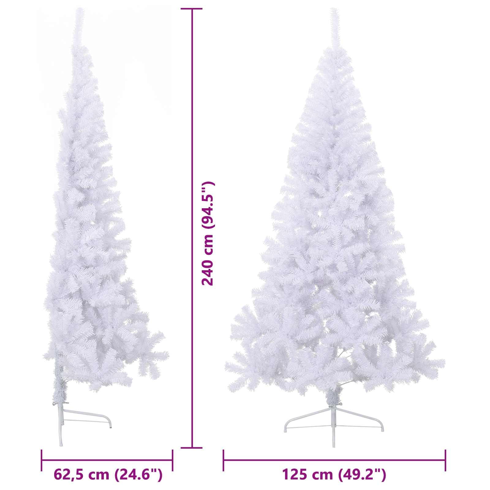 Árbol de Navidad artificial blanco de 240 cm de PVC y acero con 1050 puntas, 300 luces LED azules, fuente de alimentación USB, soporte estable, para salón, terraza, balcón e interior