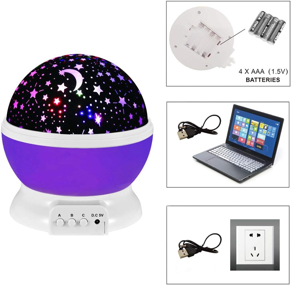 Star Projector Night Light Kids - Starry Night Lights Lamp for Bedroom Room Gifts for 3-12 Year Old Girls Boys Baby Toys Age 4 5 6 7 8-12 Christmas Birthday Gift Age 4-10 Purple