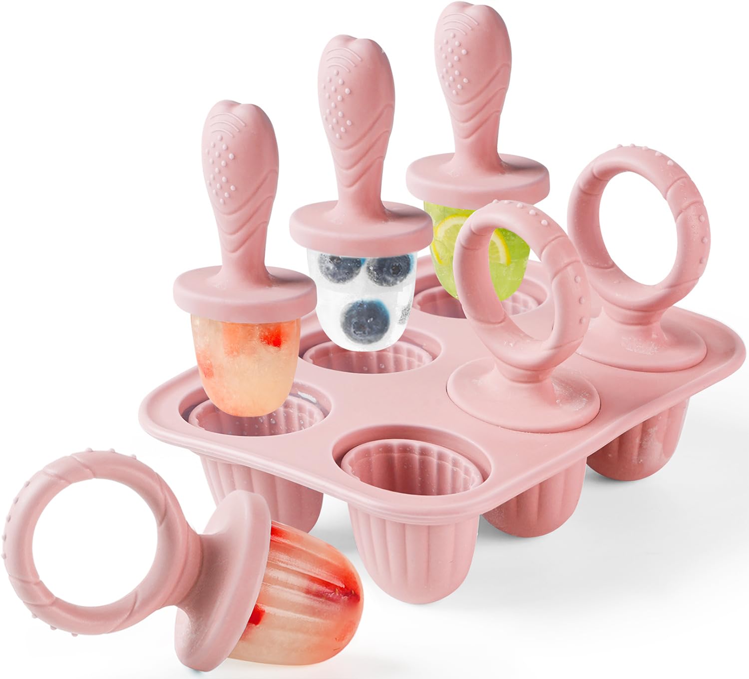 JRISBO Silicone Ice Lolly Mould for Baby, 6X 17ml Mini Ice Lollies Moulds with Teething Sticks for Kids Little Hands, BPA Free Safe Toddler Design Children Small Popsicle Mold — image 1
