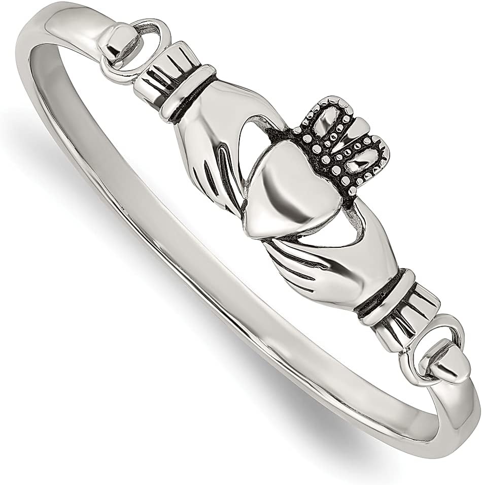 IceCaratsStainless Steel Vintage Heart Love Irish Claddagh Bangle Celtic Charm Bracelet Jewelry