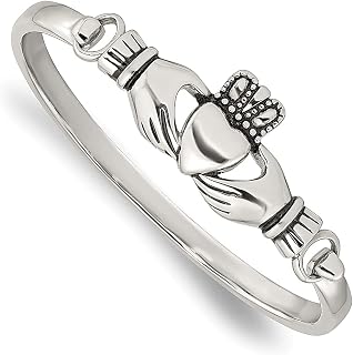 Bracelete bracelete de aço inoxidável irlandês Claddagh com nó celta expansível empilhável joias modernas para mulheres presentes para ela, 6 75 inch, Aço inoxidável