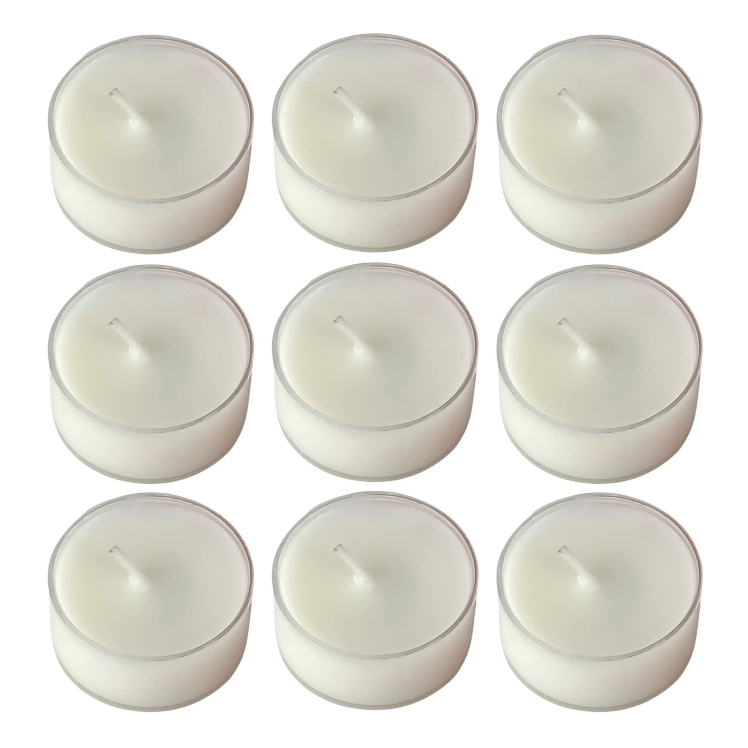 Shraddha Creation Acrylic Round Pure White Vanilla Flavour Candle | Scented Smokeless Designer Candle for Party, Birthday Celebration, Gift, Votive (Set of 9)
