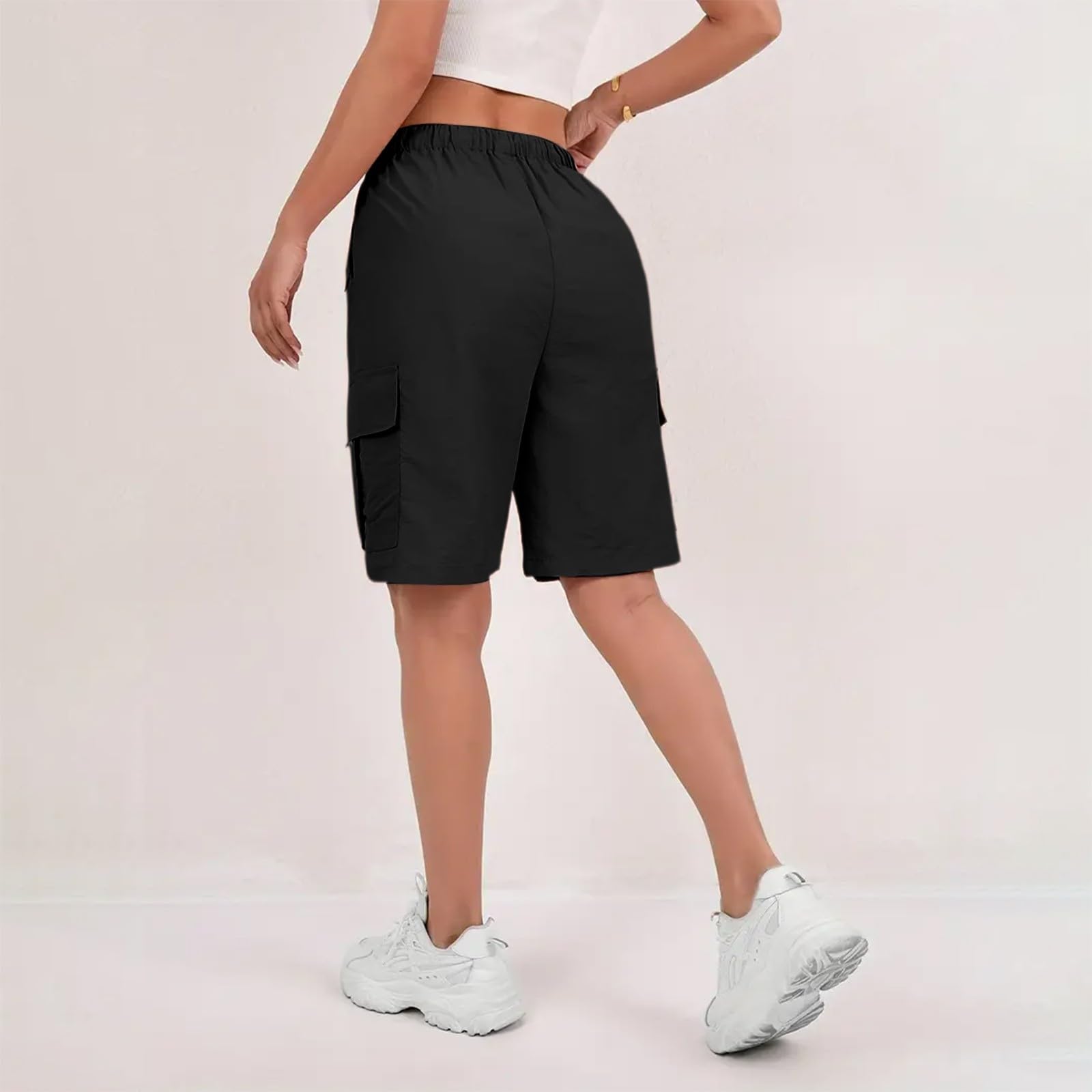 Hose Damen Freizeithose Damen Sportlich Lässig Hochtaillierte Einfarbige Cargo Shorts Mit Praktischen Taschen Weich Atmungsaktiv Sommerhose Leicht Modisch Vielseitig