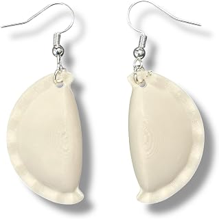 Pierogi Handmade Earrings, Polish Festival Jewelry, Dough Colored, Gold and Silver