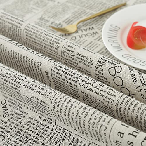 Loonelo Newspaper Tablecloth Cotton Linen Square Newspaper Printed Table Cloth With 35.4X35.4 Inch,Washable Morden Style Table Cover For Dinner, Party, Picnic, Home Decor #TOP1