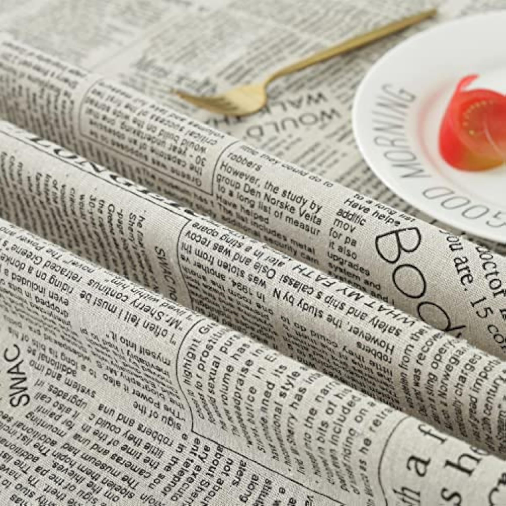 Newspaper Tablecloth Cotton Linen Square Printed Table Cloth